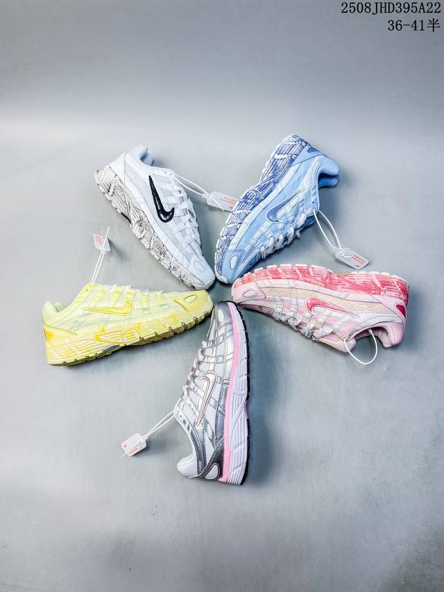 The Nike P-6000 running shoes feature red hooks on both the inside and outside.