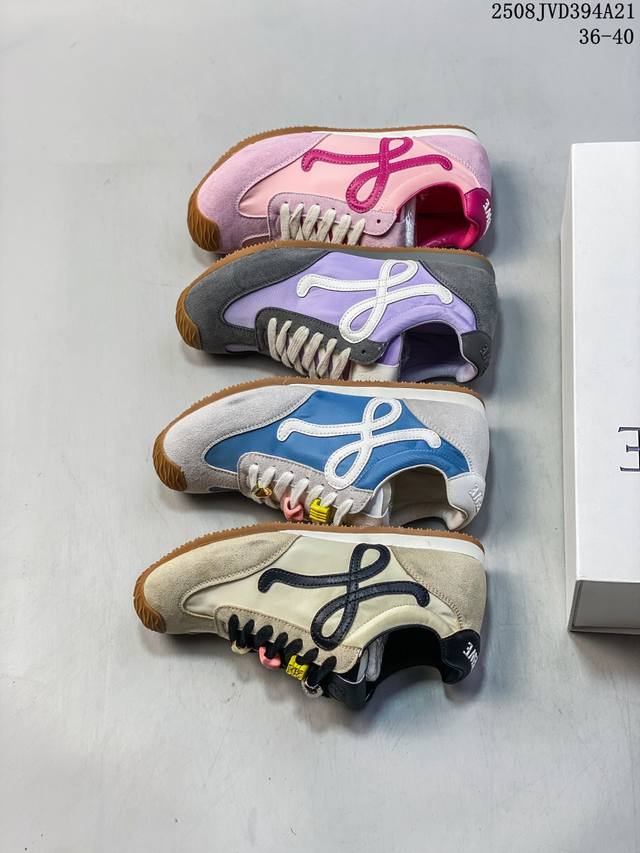 Loewe Ballet Runner Leather Simple Round-Toe Lace-Up Low-Top Sneakers. These are