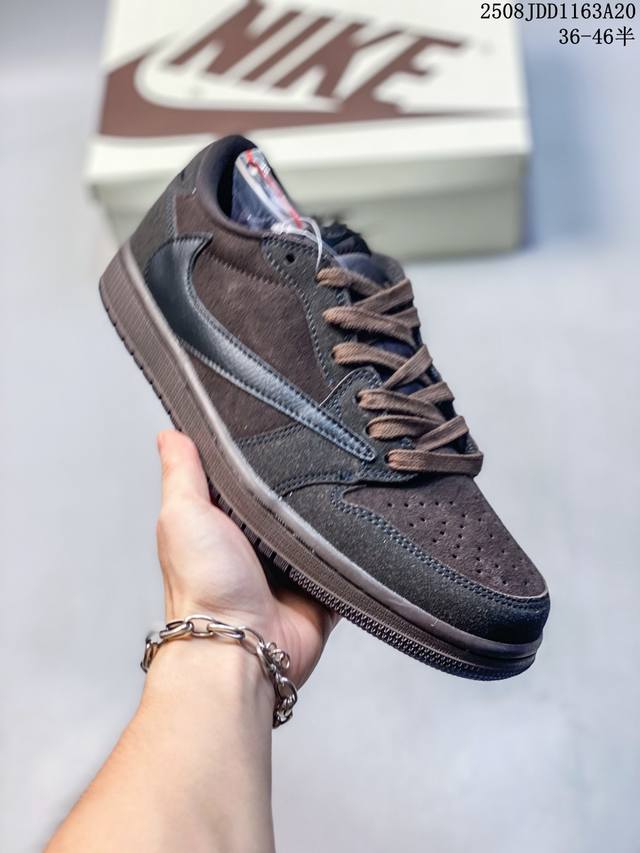 Company-level Aj1 inverted hook Travis Scott X Air Jordan 1 "Reverse Mocha" Aj1