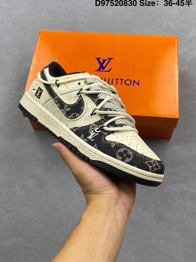 Nike SB Dunk Low Lv co-branded Pig Eight Blue Denim Anniversary high-end custom