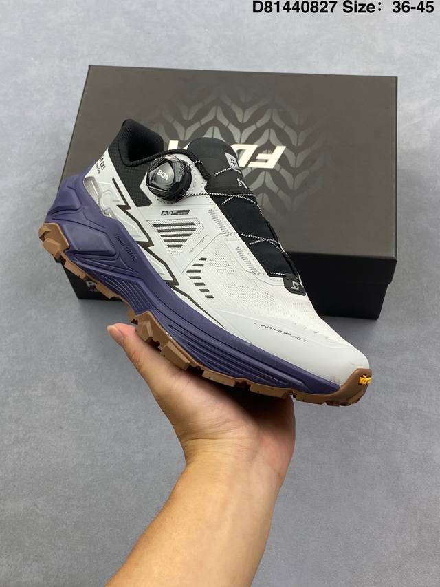 Kailas Fuga Du Boa off-road running shoes. The upper is made of a thin mesh wing