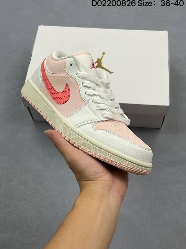 The Air Jordan 1 Low Strawberry Milkshake, a unisex Jordan basketball shoe, is c