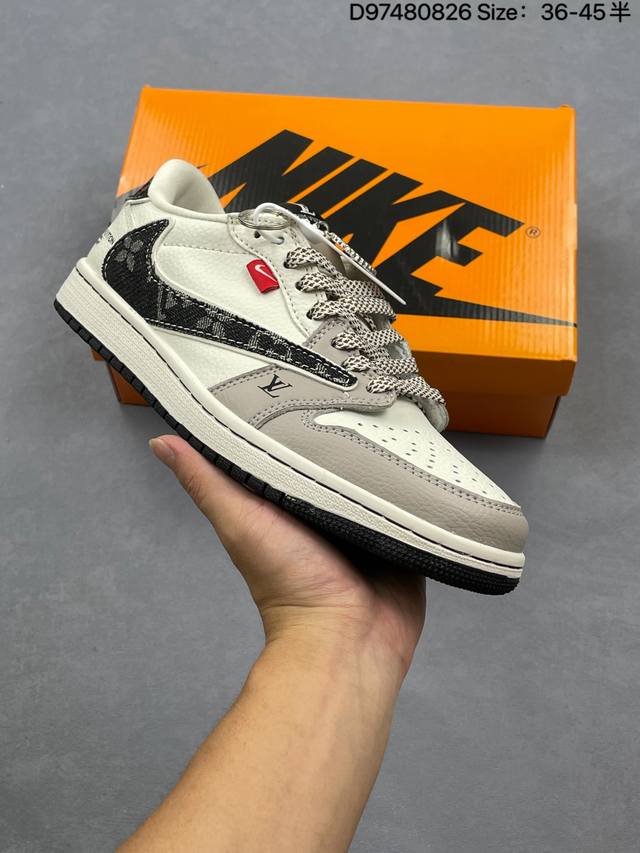 Ts X Air Jordan X Louis Vuitton Aj1 Low Hook Low-top LV Joint - Off-white Gray S