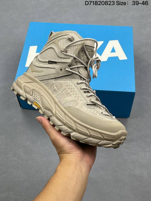 Developed using Hoka's original last and paper data, the shoe features a waterp