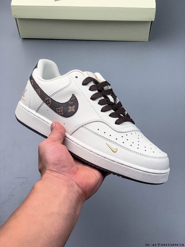 Company Level! Nike Court Vision Low Leather Versatile Casual Sneakers 0815389C