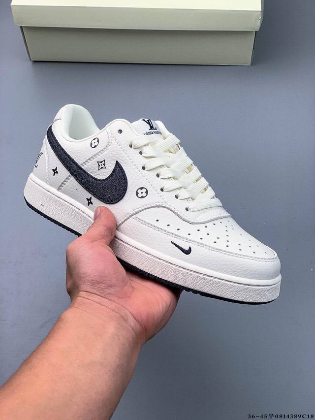 Company Level! Nike Court Vision Low Leather Versatile Casual Sneakers 0814389C