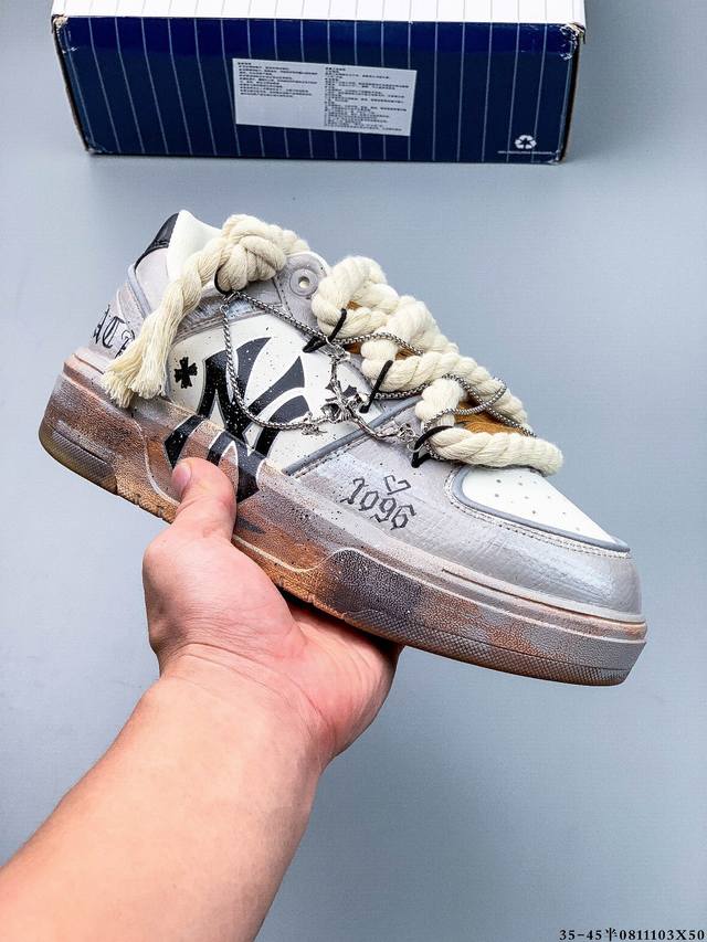 Corporate Level Customized Sneakers] Mlb New York Yankees Trend Code Street Gra