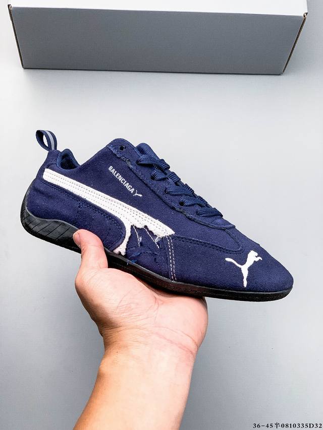 Company Level! Puma x Balenciaga Speedcat series thin-soled shoes with rounded t