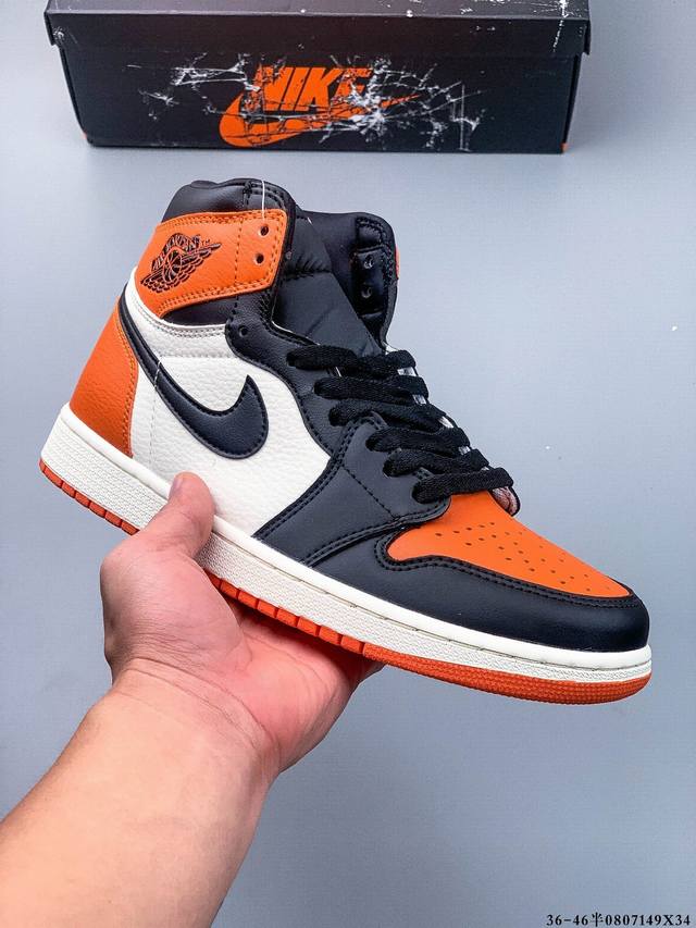 Company-grade top-grade leather! Air Jordan 1 high-top, trendy, cushioned sport