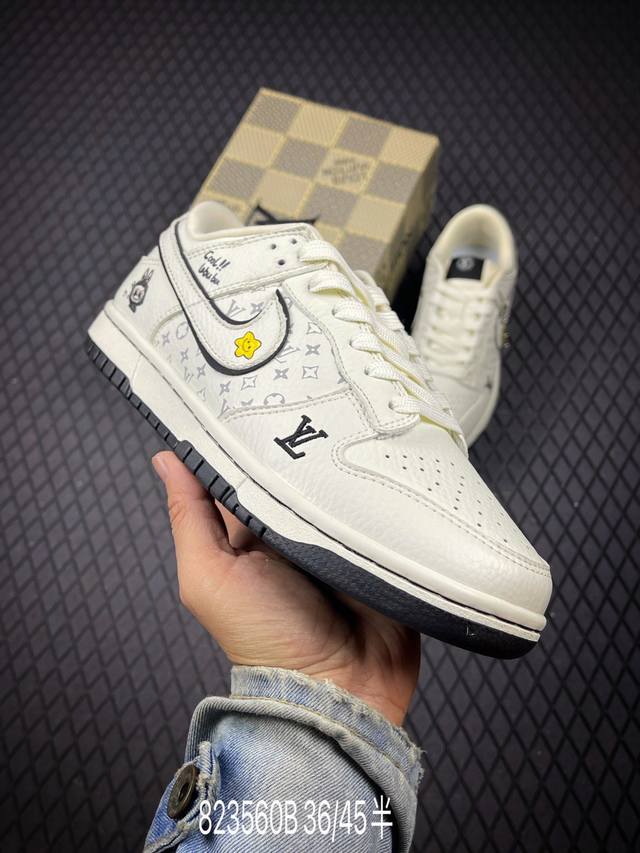 B Nike SB Dunk Low "Lv Labubu three-party joint white carbon black" high-end cus
