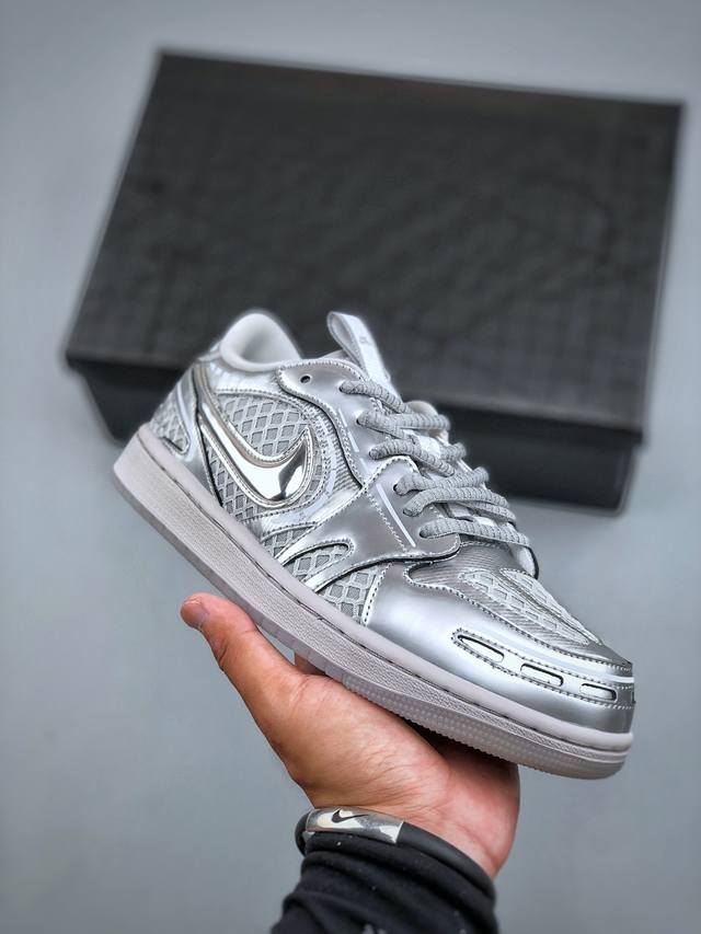 Air Jordan 1 Low Mm V3 Aj1 Qiao 1 Liquid Silver low-top cultural casual sneakers