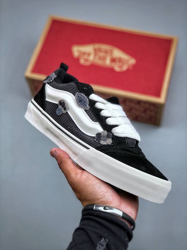 Vans official Knu Skool gray autumn floral fat bread shoes for men and women, s