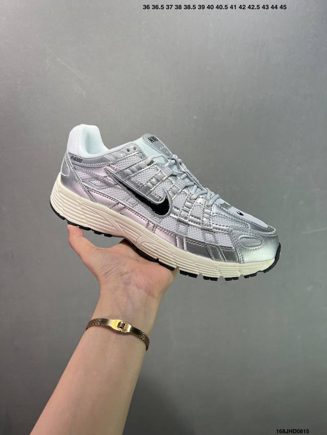 The company-grade Nike P-6000 running shoes feature red hooks on both the insid