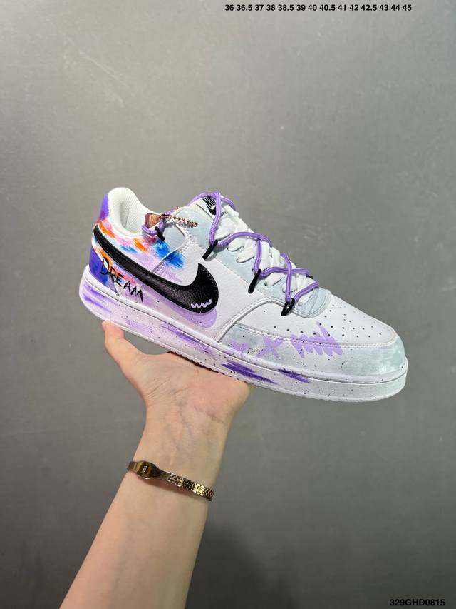 Corporate-grade Nike Court Vision 1 Low "Phantom Cross" hand-painted graffiti c