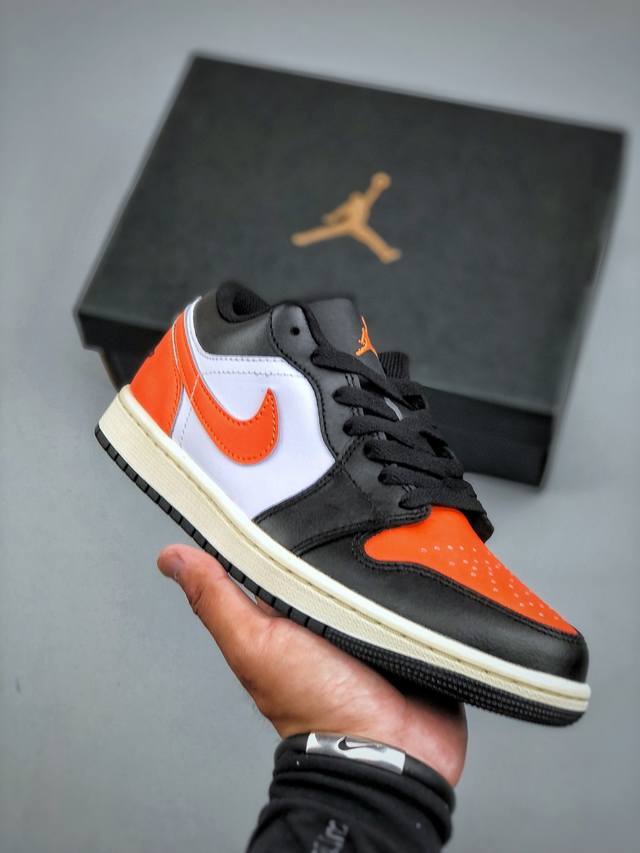 Tested version Air Jordan 1 Low Aj1 black and white orange low-top cultural casu