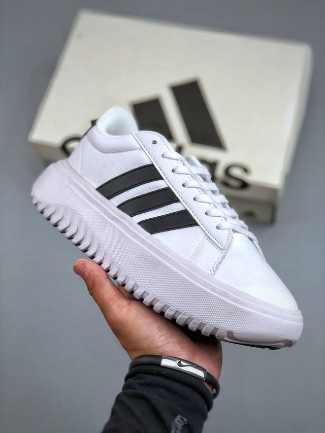 Adidas Grand Court Platform Comfortable and Durable Low-Top Tennis Shoes Grand C