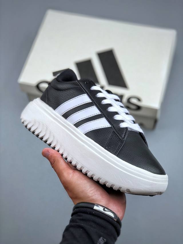 Adidas Grand Court Platform Comfortable and Durable Low-Top Tennis Shoes Grand C