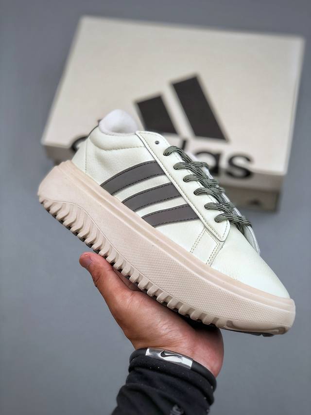 Adidas Grand Court Platform Comfortable and Durable Low-Top Tennis Shoes Grand C