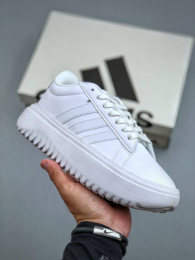 Adidas Grand Court Platform Comfortable and Durable Low-Top Tennis Shoes Grand C