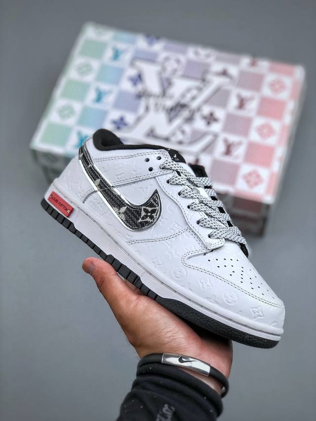 F version of the Nike SB Dunk Low Retro x Louis Vuitton white and black denim wi