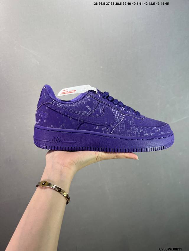 The corporate-grade Nike Air Force 1 Low Kobe Forever White features Kobe-theme