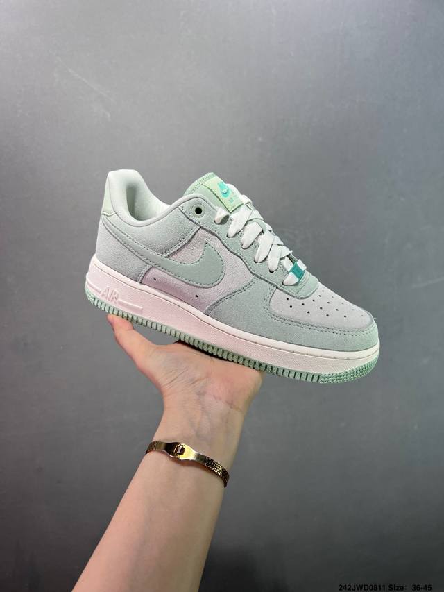 Company-level Nike Air Force 1 Low 07 suede mint light green original last and c