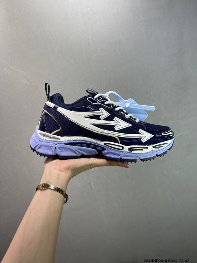 Company-level Off-White new round-toe lace-up low-top sports white shoes running