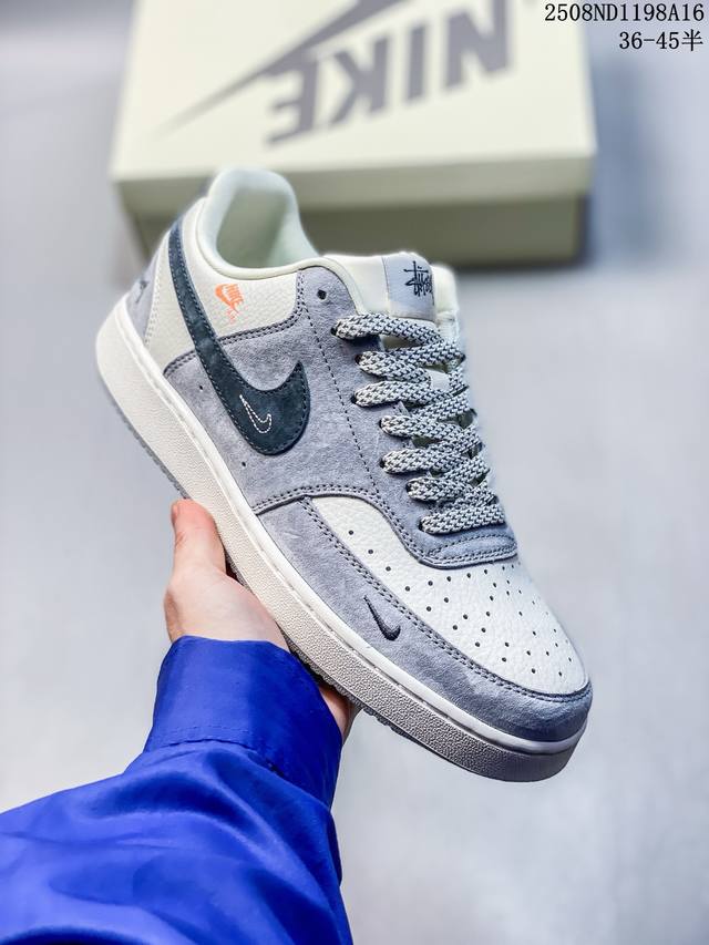 Nike Court Air Force Nike Black Swoosh White Low-Top Versatile Breathable Casua
