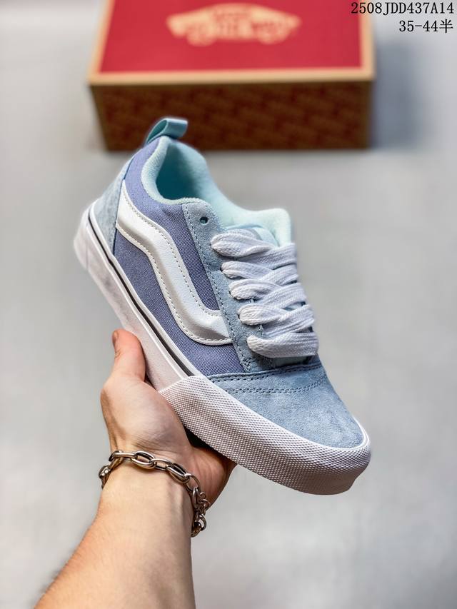 Vans Knu Skool Vans bread shoes blue gray and white with shock absorption and w
