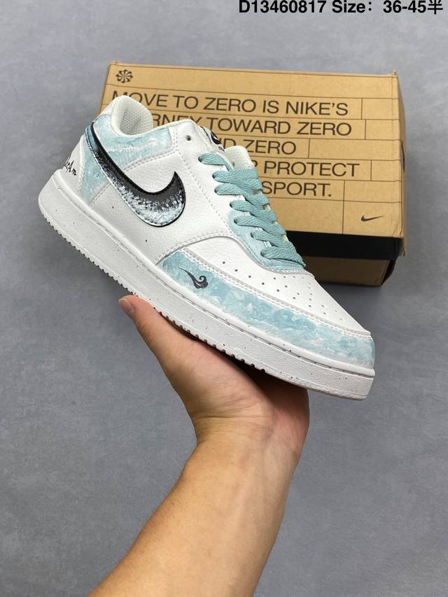 Nk Court Vision Low Lace-Up Hand-Painted Graffiti Casual Athletic Sneakers These