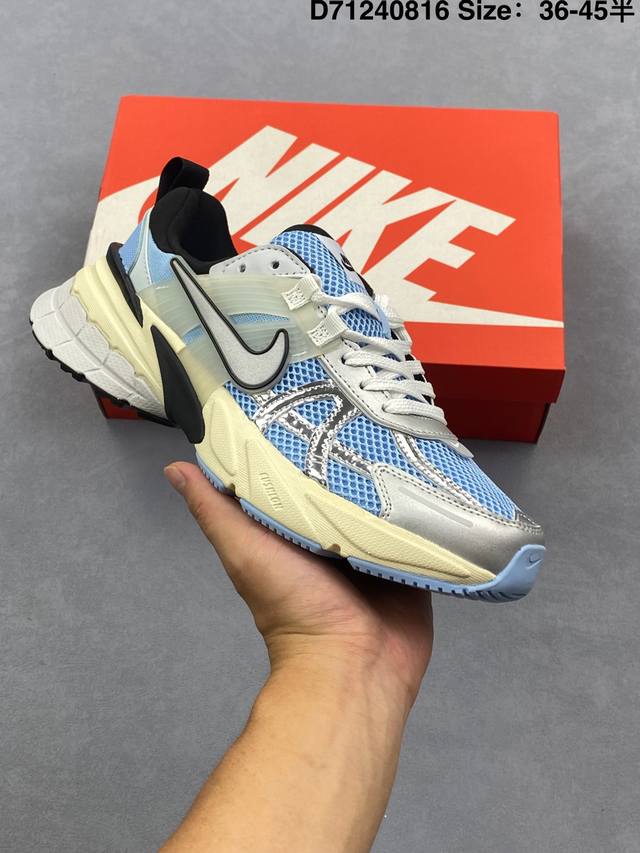 Nike V2K Run running shoes, retro style mesh breathable sports shoes in gray and