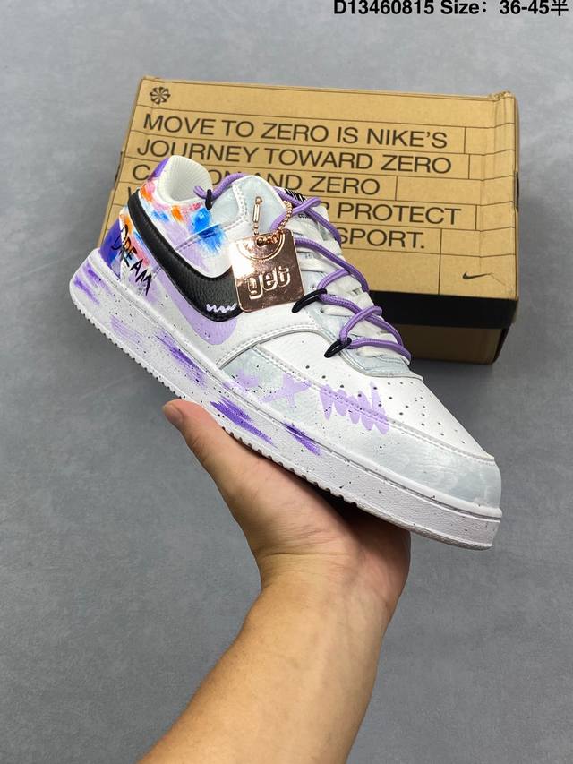 Corporate-grade Nike Court Vision 1 Low "Phantom Cross" hand-painted graffiti c