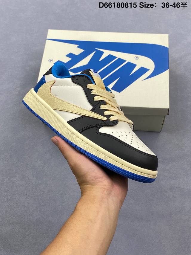 Nike Air Jordan 1 X Travis Scott Aj1 reverse hook Joe one reverse hook Nike low-
