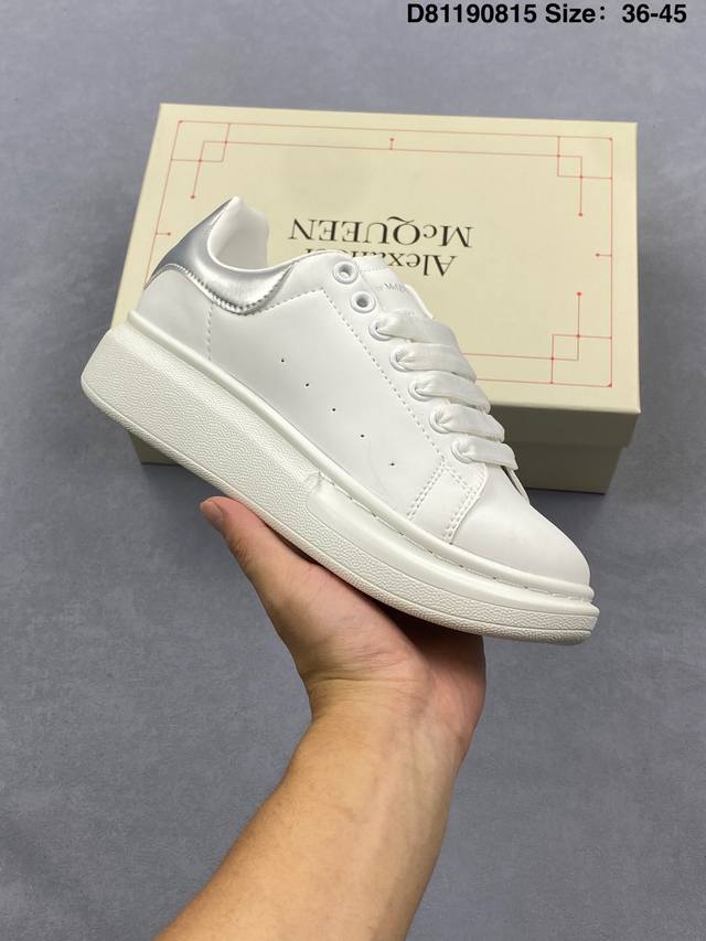 Italian high-end luxury brand Alexander Mcqueen Sole Leather Sneakers low-top fa
