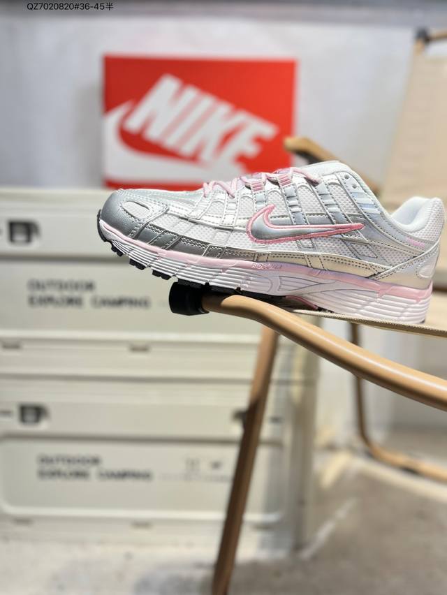 Nike P-6000 Laser Blue retro tech-inspired sports dad shoes. The shoe's upper f