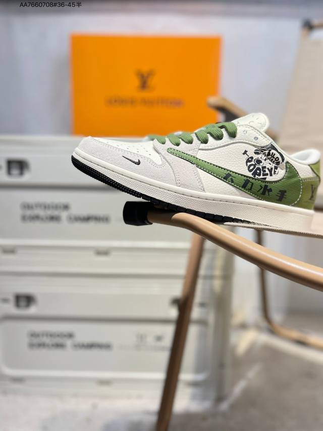 Company-grade top-grain leather Lv X Jordan Air Jordan 1 Low Aj1 low-top series