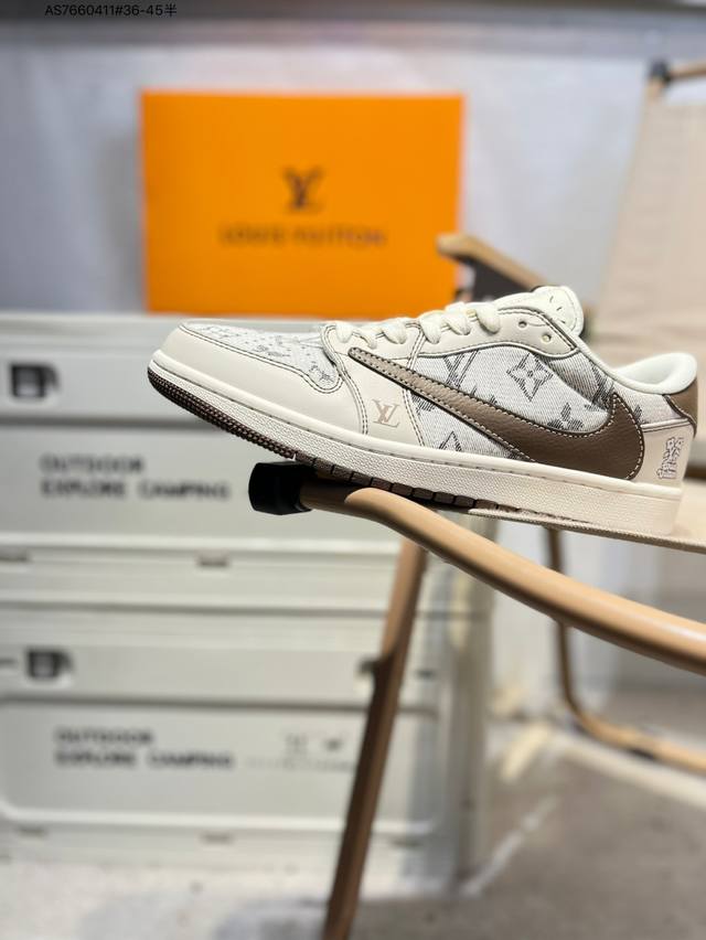 Company-grade top-grain leather Lv X Jordan Air Jordan 1 Low Aj1 low-top series