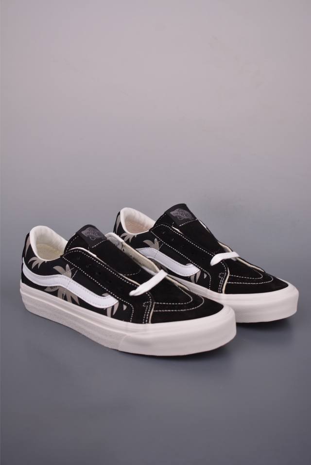 Vans Sk8-Low Black Palm Leaf Vans official non-slip and wear-resistant vulcanize