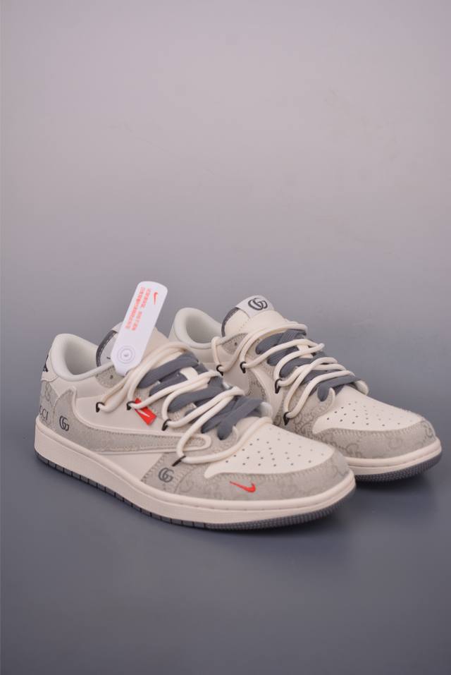 Fragment X Travis Scott X Gucci Air Jordan 1 Low Three-Party Collaboration Rever