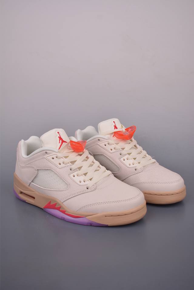 Air Jordan 5 Low white, red and purple Pure original low-top basketball shoes, p