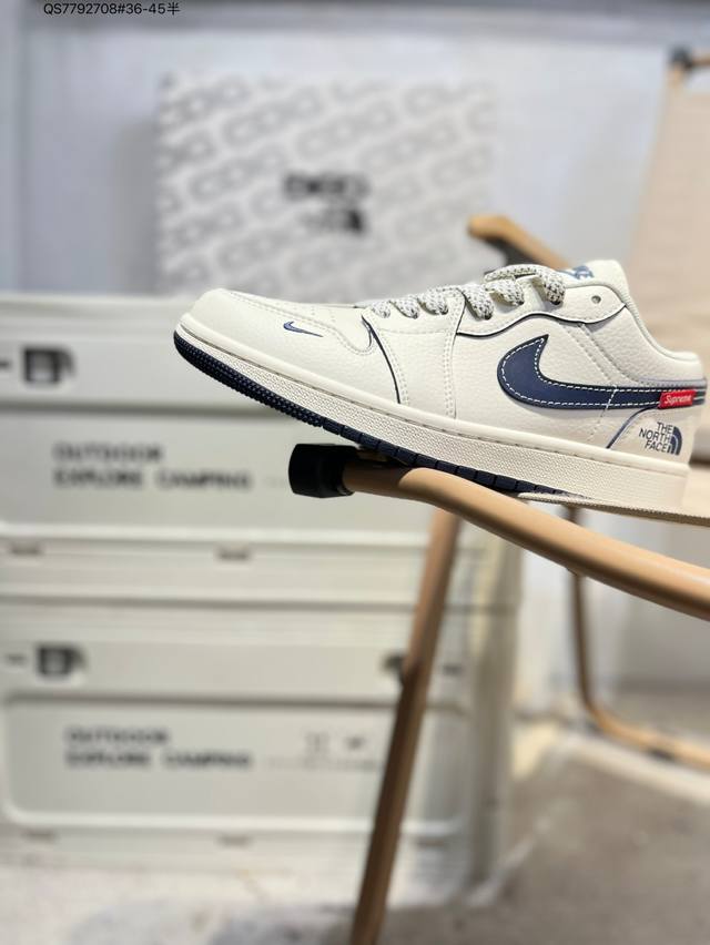 Company-grade top-grain leather North Face x Jordan Air Jordan 1 Low Aj1 low-top