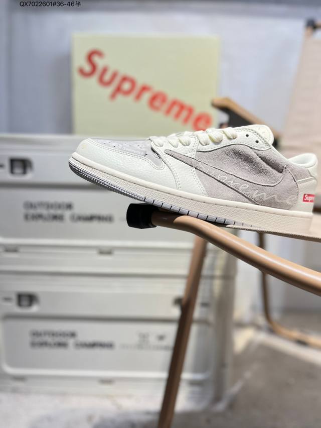 Company-grade top-grain leather Supreme x Jordan Air Jordan 1 Low Aj1 low-top se