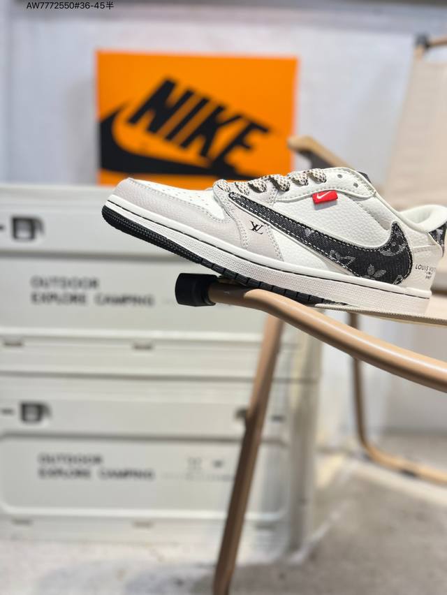 Company-grade top-grain leather Lv X Jordan Air Jordan 1 Low Aj1 low-top series