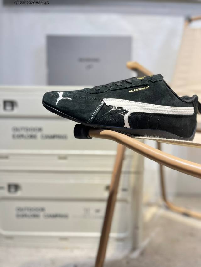 Puma x Balenciaga Speedcat series thin-soled shoes, cowhide suede round toe, dis
