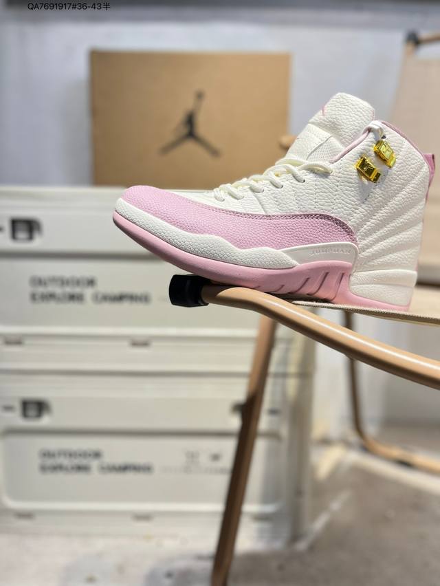 Air Jordan 12 Gs Aj12 purple gray pink gold buckle Jordan 12 basketball shoes 84