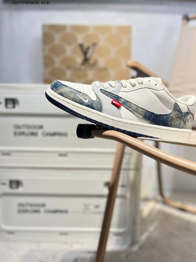 Company-grade top-grain leather Lv X Jordan Air Jordan 1 Low Aj1 low-top series