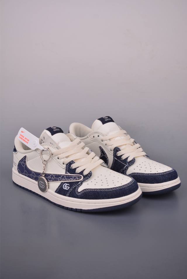 Fragment X Travis Scott X Guuci Air Jordan 1 Low Three-Party Collaboration Rever