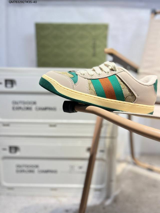 Gucci Distressed Screener Sneaker Gucci classic dirty shoes prototype retro vers