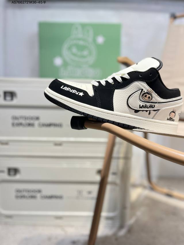 Company-grade top-grain leather Labubu x Jordan Air Jordan 1 Low Aj1 low-top ser