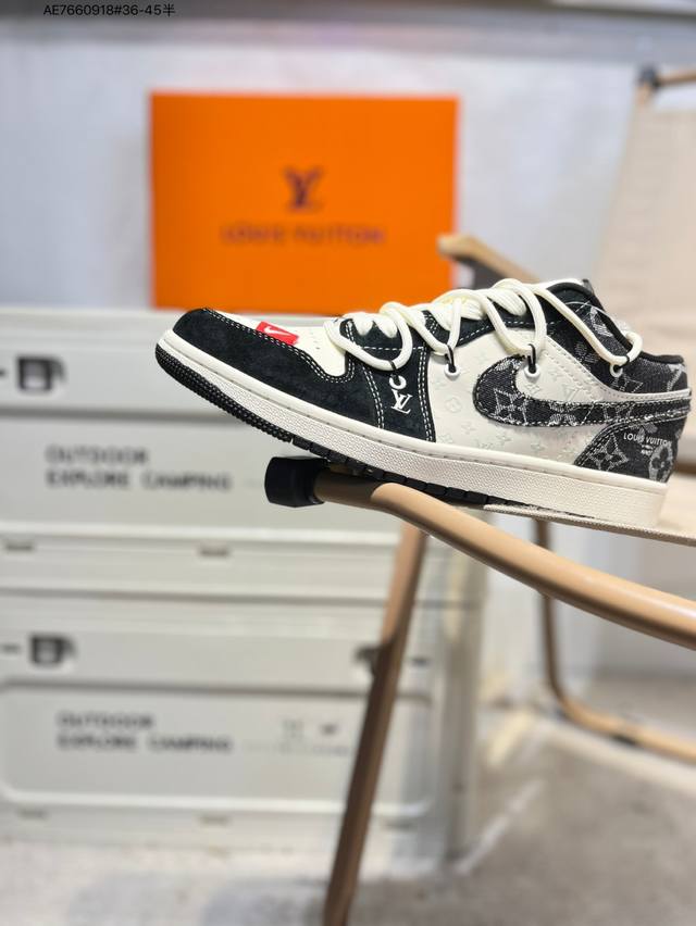 Company-grade top-grain leather Lv X Jordan Air Jordan 1 Low Aj1 low-top series
